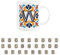 Purely Home Moroccan Tile Red & Navy Blue Letter W Mug - White Initial Personalised Alphabet Tea Coffee Bone China Mug