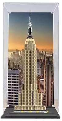 Acryl Vitrine für Lego Architecture Empire State Building Modell 21046 - Staubdichte Anti-UV Aufbewahrungsbox - Geschenk (Hintergrund B)