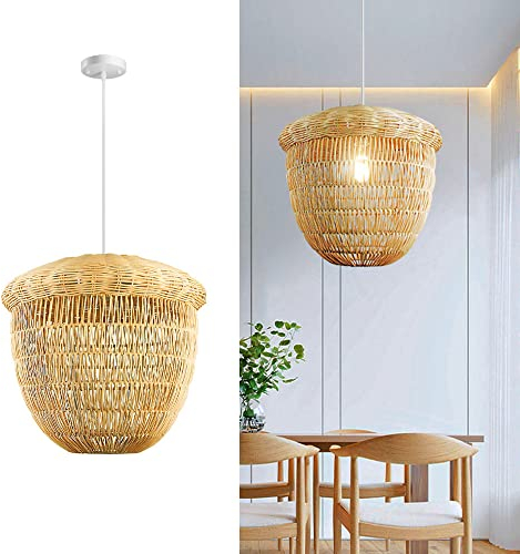 MODEBHD Japanische Pastorale Weinreben-Pendelleuchten, kreative Handweberei, Bambus-Laterne, Kronleuchter, 40 cm, große Hängelampe, Südostasien, Vintage-Deckenlampe, E27-Sockel, Leuchte, Hängelampe