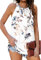 WNEEDU Canottiere da Donna Canottiere Eleganti Canottiere estive Senza Maniche Camicette Camicie Top Bianco Floreale L