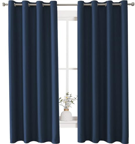 Ystyle Rideaux Occultants Thermiques Effet Lin - Lot De 2, Isolants Anti Froid Et Chaleur, Phoniques, Pour Salon - 140x260 cm, Bleu Foncé