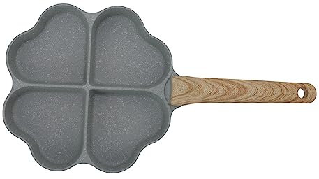 Poêle à Frire, Poêle à Crêpes 4 Tasses, Poêle En Alliage D'aluminium, Poêle à œufs En Forme De Cœur Avec Poignée Pour Crêpes du Petit Déjeuner(Vert)