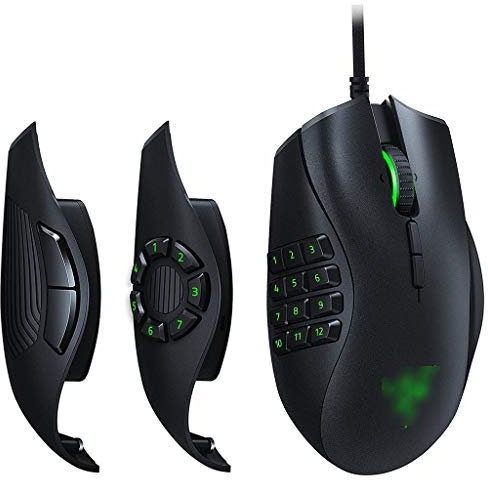 RajoNN Mice Gaming Mouse, Sensor óptico de 16,000 dpi, iluminación Chroma RGB, Ratones de computadora con Placa Lateral Intercambiable con configuraciones de 2, 7, 12 Botones, interruptores