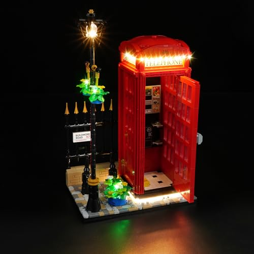 cooldac Led Licht Kit Kompatibel mit Lego Ideas 21347 Rote Londoner Telefonzelle Set (nur Beleuchtung, Keine Modelle), Kreative Dekorlichter Set Kompatibel mit Lego 21347 Rote Londoner