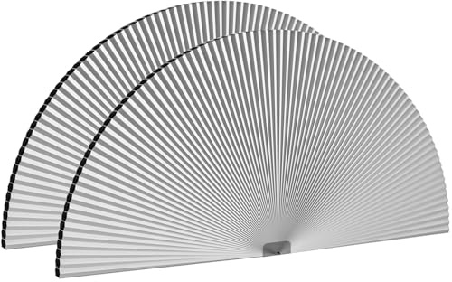 Myshade Bogen-Fensterschutz, halbrund, verdunkelnd, schnurlos, ohne Bohren, für Fenster, Halbmond-Wabenstoff, kein Werkzeug, Raumverdunkelung, einfache Installation, 2 Stück, Weiß, 91,4 x 182,9 cm