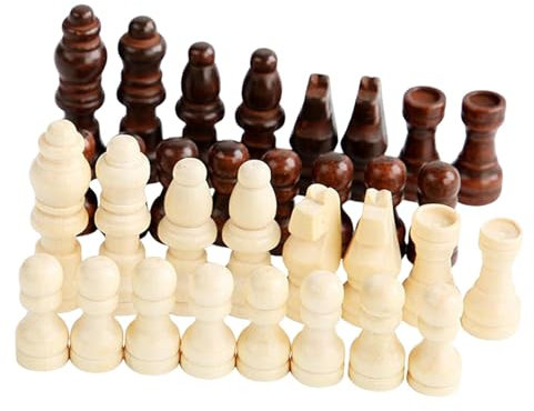 Sharplace 32 Stück Holz Schachfiguren Schauchspiel Tragbare Holz Internationale Schachfiguren für Unterhaltung Brettspiel Schachspiel Turnier, 2 Zoll-Kaffee