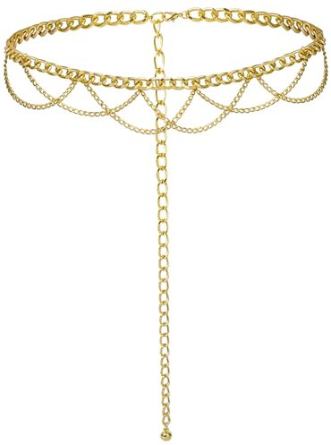 OIDEA Tassel Belly & Waist Chain for Women: Multilayer Gold Metal Dress Belts Hip Hop Summer Beach Belt Ladies Adjustable Link Belly Body Chain Jewelry