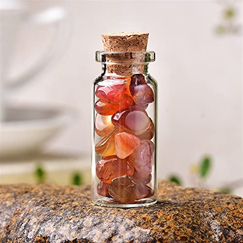 1 bouteille de souhaits en verre de cristal naturel, décoration d'intérieur, pierres naturelles polies, bouteille porte-bonheur, cadeaux d'anniversaire (couleur : agate rouge, taille : 60 x 22 mm) déc