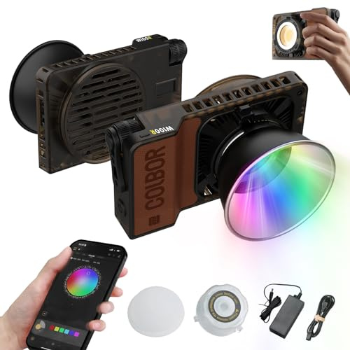 Lumière Caméra, COLBOR W100R LED Lampe Vidéo 100W, Eclairage Lumiere Photo Professionnelle 2700K-6500K, Contrôle par Application Variable, pour Tournage Vlog