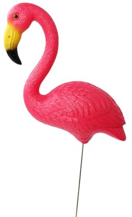 Gralara Vogelstatue, Figur, Flamingo, Gartenstecker, Party, Terrasse, Hof, Kunst, Ornament, Skulptur für den Innenbereich, Pflanzgefäß, Strand, Rosa 29.5x23cm 36cm