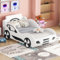 MYBOO Autobett Kinderbett 90x200, Bett mit Lattenrost und Unterbettstauraum, Kinder Spielbett Jugendbett Aufregendes Auto Kinderbett für kleine Rennfahrer Jungen und Mädchen, PU, Ohne Matratze, Weiß