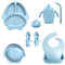 SinLaw Juego vajilla bebe de silicona,11 Piezas Vajilla de Silicona para Bebés Antideslizante, Plato Ventosa Dividido, Baby Weaning Self Feeding Cubiertos de Regalo (Azul)