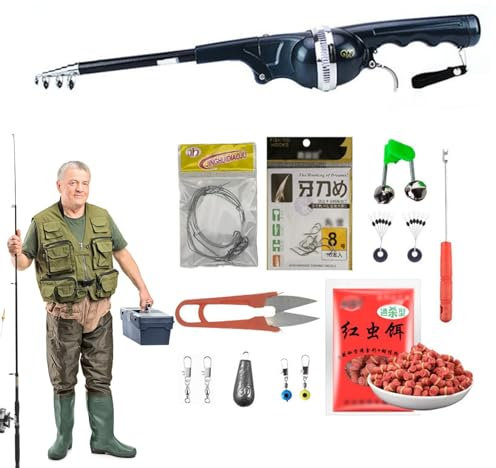 Tragbare Angelrute, Faltbare Angelrute | Kleine Glasfaser-Angelrute,Leichtes Angelausrüstungsset, robuste, ergonomische Angelköder für alle Angler