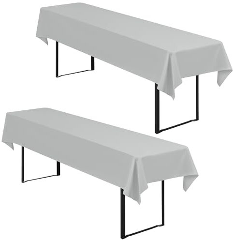 Teruntrue 2 Stück Biertischdecke 250x100cm, Tischdecke Biertisch für Für Biertische mit Einer Breite von 50 cm und Einer Breite von 70 cm (Grau)