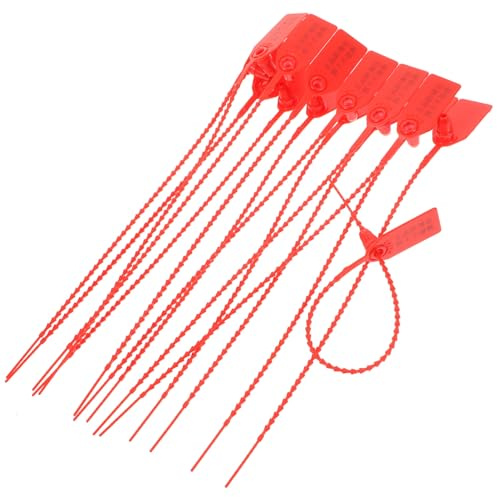 Artibetter 100pcs Red Lock Cable Ties Labels, Anti Wire Tie Wraps for Clothing and Logistics, Security Seals Suitable for Theft Prevention and Package Protection