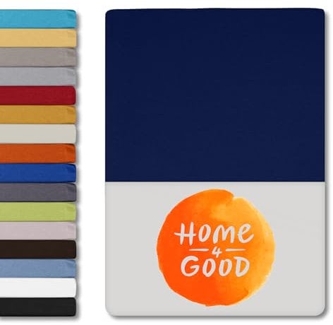 home4good Spannbettlaken 200x200cm – Jersey-Spannbetttuch aus 100 % Baumwolle – Oeko-TEX 100 Zertifiziert – bügelfrei, elastisch & atmungsaktiv – für 15–25 cm Matratzenhöhe - Dunkelblau