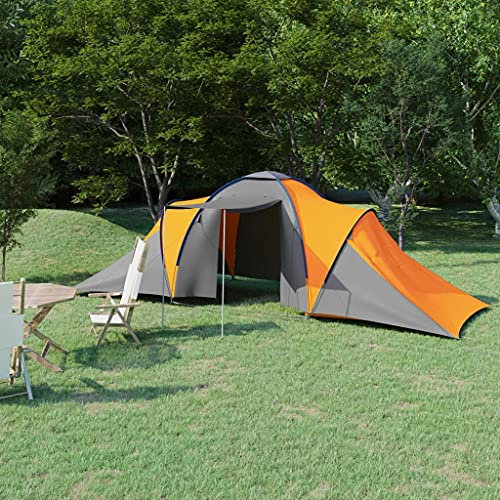 Wohnartikel, Campingzelt für 6 Personen, Grau und Orange, Anzugmöbel