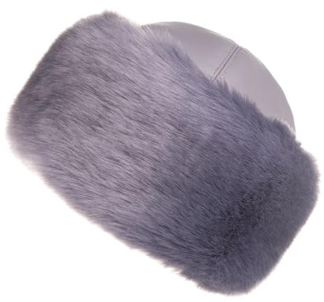 Futrzane Siberian Mütze mit Fellrand - Fellmütze Damen - Pelz und Leder Hut (XL, Stahlblau - Stahlblau Siberian)