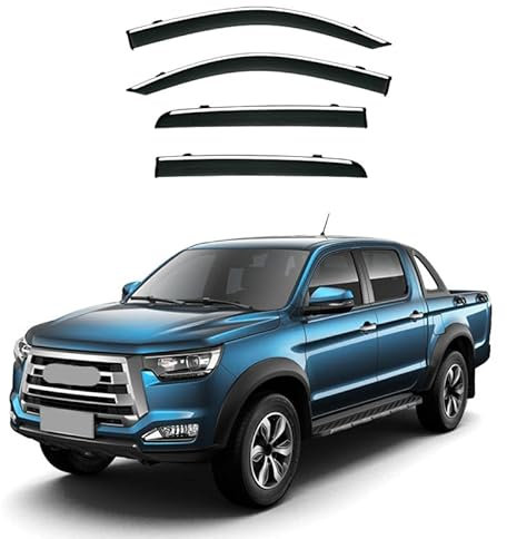 GuanLL Auto-Windabweiser für JAC Frison T8 MK1 2018+, Schwarz, Selbstklebend, Fahrzeugspezifische Passform