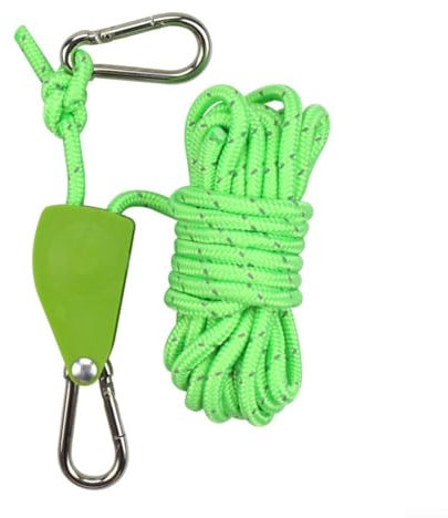 Outdoor Fixed Wind Rope Tent Rope, Adjustable 5M Nylon Guyline Rope, Outdoor Awning Fixed Wind Rope, Large Tent Rope Tensioner Windproof Rope Metal Pulley Buckle(green)