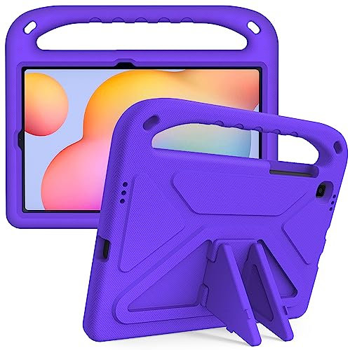 Eabhulie Carcasa para Samsung Galaxy Tab S6 Lite 10.4 2020/2022/2024 SM-P610/P615 Antigolpes Funda de EVA con Asa y Soporte, Cubierta Ligera y Antideslizante para Niños Violet