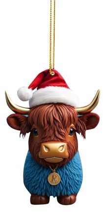 Farm Animal Themed Christmas Decorations - Cow Christmas Ornaments, Xmas Tree Hanging Decoration & Car Charm