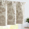 TOPICK Leinen Scheibengardinen 1er Pack Blickdicht Küchengardinen 125H x 40B(cm) Landhausstil Gardinen Floral Blumen Verdunkelnd Vorhänge Kurz Bistrogardine Volant Fenster Wohnzimmer Braun auf Beige
