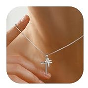 Dochais Kreuzkette für Damen, 14K vergoldet, Silber/Goldkette Damen, Modeschmuck mit Kreuzanhänger