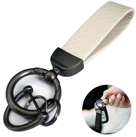 JJQFLB Leder schlüsselanhänger für BMW X7 Z4 M1 M3 M4 M4 Cabriolet M6, Geschenk Keyring,C/White