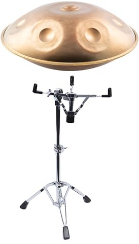 Fame Handpan, 22 Zoll, D Moll, Stahl in Bronze, inklusive Ständer, Schlägel und Tasche, 9 Töne, Ritual Percussion-Set