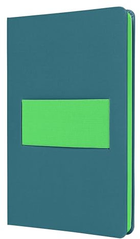 Sigel LS204 Notizbuch A5 kariert, mittelblau/neon-grün, Hardcover, mit Gummiband-Organiser, 176 Seiten, aus nachhaltigem Papier, Linescape