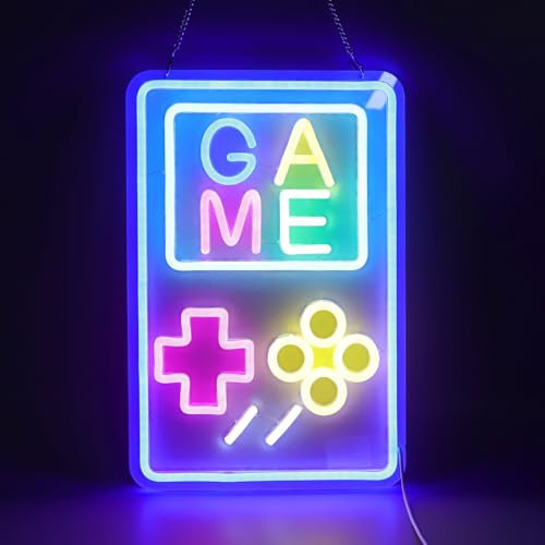 Gaming-Leuchtreklame für Gamer-Wanddekoration, LED-dimmbare USB-betriebene Bunte Leuchtreklame, Spielkonsolen-Leuchtreklame für Jungenzimmer, Jugendzimmer, Wanddekoration,