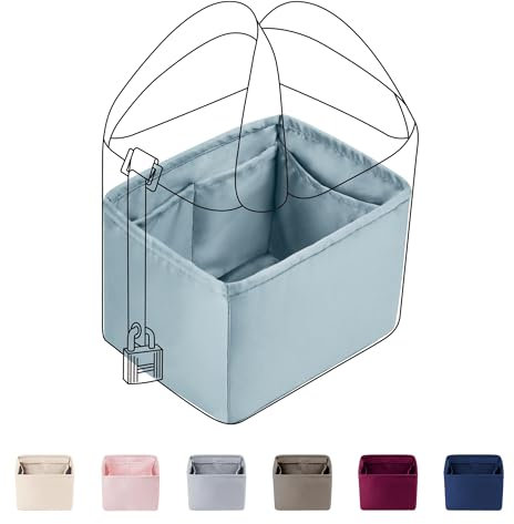 DGAZ Seide Handtasche Organizer, Handtasche Einlage für Picotin 14/18/22/26/31 mit Innentaschen, Luxus Innen Organizer für Handtasche (Ciel, PC22)