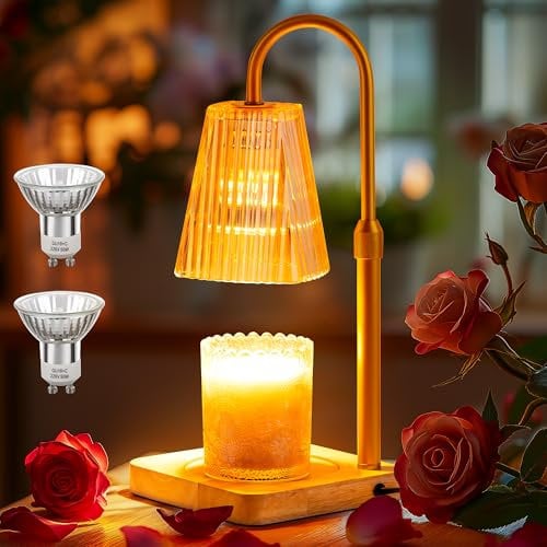 JEKEMORYE Candle Warmer Lamp with Dimmer and Timer: Scented Gifts for Her Valentines Day Presents for Women Girlfriends Wife with 2 Bulbs