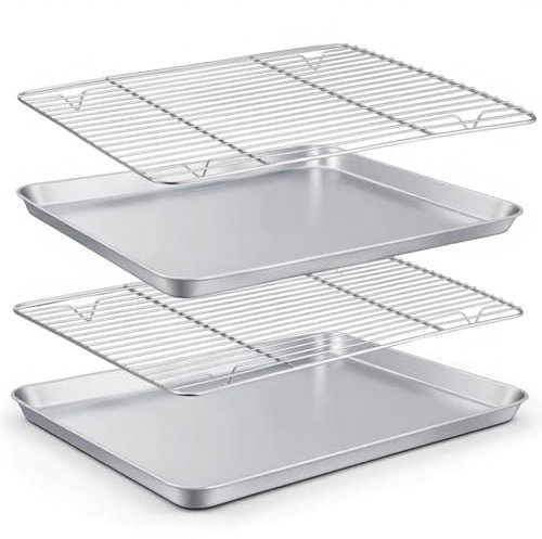 Plaque de cuisson avec grille, 2 feuilles de four antiadhésives avec 2 grilles (31,8 cm)