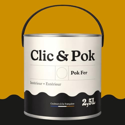 POK Peinture Fer Antirouille – Métal Extérieur Intérieur, Satinée, Protection Rouille - 2,5L - RAL 1005 Jaune miel
