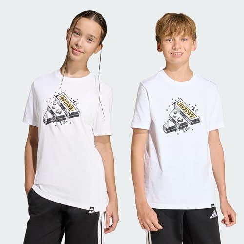adidas Unisex Kids Gaming Graphic T-Shirt JUNIOR, White/Yellow, 7-8 Years