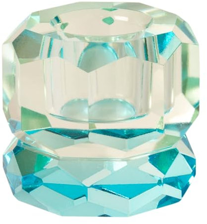 C'EST BON | Kristallhalter | Kerzenhalter | Blau, Hellminze | 4,5 x 4,5 x 4,5 cm