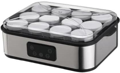 perfk Yogurtera compacta para Hacer Queso natto Griego con 12 Vasos de Vidrio para restaurantes, cocinas, reuniones y comedores.