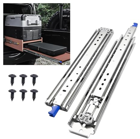 EudaemonVia Glissières de Tiroir Lourdes 193~220kg - Extension Totale avec Verrouillage Largeur 76 mm - 6 Tailles (406 à 914mm) - Pour Armoire Garage et Rangement - 1 Paire