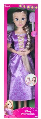 Disney Princess Rapunzel Puppe Playdate von Jakks Pacific, 80 cm groß und beweglich, Gelenkpuppe in meiner Größe im lila Kleid, Wird mit Bürste zum Kämmen ihres Langen goldenen Haares geliefert