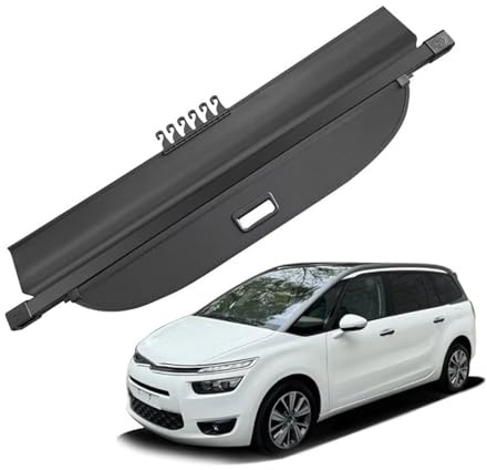 QINSHU Cubiertas Carga Automóviles para Citroen para Grand para C4 para Picasso 7 Plazas 2014-2018 Cubierta Carga Maletero Retráctil Escudo Anti-Peeping Privacidad Pantalla Retráctil(Fibra de Carbon)