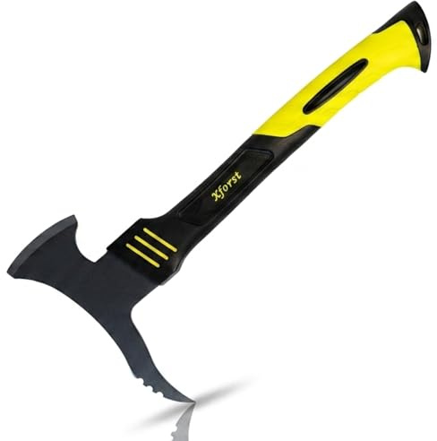 Xforst Sapie à Main 46 cm Bûcheron avec Lame de Coupe – Sappie Forestier Manche Fibre Verre Gommé, Tête Acier Carbone Forgé Dentelée, Œillet de Suspension pour Bûches & Branches – X-DB36