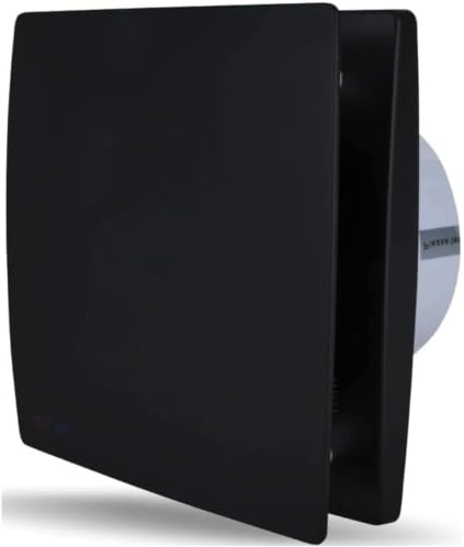 Turkish Zone 4 Inch 100mm Silent Black Bathroom Extractor Fan Ventilator With Humidity Sensor & Timer Wall/Window/Ceiling Mounted