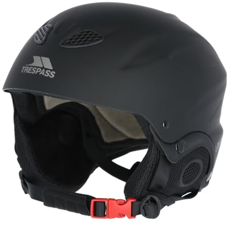 Trespass Skihelm mit Herausnehmbaren Ohrlaschen, Skibrillenhalter und Verstellbarem Ventilationssystem Skyhigh, Black, L, UAACHEE20001_BLKL