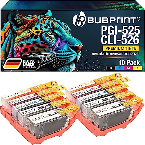 Bubprint EOLVAR 10 Druckerpatronen kompatibel als Ersatz für Canon PGI-525 CLI-526 für IP4850 IP4950 IX6550 MG5150 MG5250 MG5300 MG5350 MG6150 MX885 MX895 Multipack