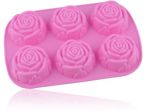 Apollo23 - 6 Rose Flower Silicone Bakeware Mold Mould Tray for Cake/ Chocolate/ Candy/ Jelly/ Ice/ Cookie
