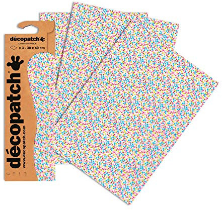 Décopatch Papier No. 690 (bunte Sterne, 395 x 298 mm) 3er Pack