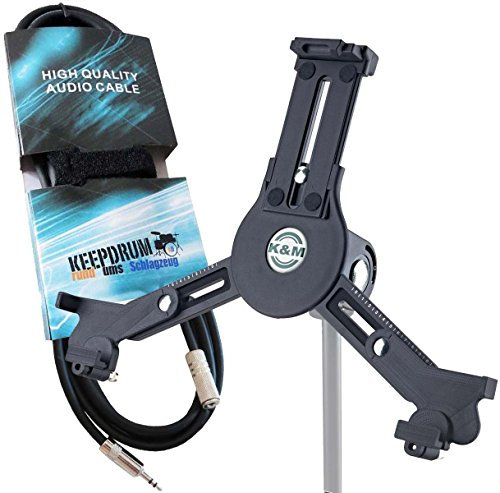 keepdrum K&M 19790 - Trípode para tablet y PC (incluye mini jack de 3,5 mm, alargador de 3 m)