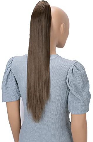 CAISHA 60cm Coda Capelli Stella Con Pinza Capelli Lungo Capelli Extensions Finta Per Donna Liscio Marrone Chiaro H608